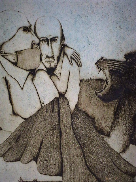 Sjef Henderickx - uitgesproken Kleur Ets "de Baviaan" gesigneerd en gedateerd  kopen? Bied vanaf 1!