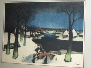 Roger Hebbelinck - naar Albert Saverys - Kleurenets , Paysage d’Hiver / Winterlandschap - GROOT kopen? Bied vanaf 10!