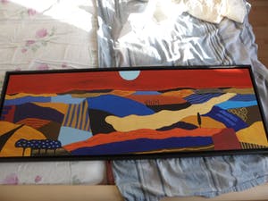 Ronald Boonacker - met Acrylverf opgehoogde Zeefdruk op paneel in fraaie baklijst kopen? Bied vanaf 175!