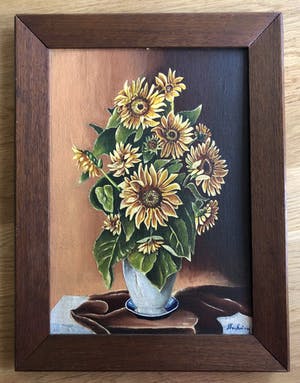 Niet of onleesbaar gesigneerd - Stilleven vaas met zonnebloemen kopen? Bied vanaf 1!