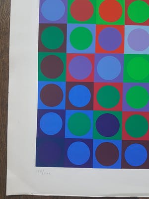 Victor Vasarely - Geometrisch abstracte compositie, zeefdruk (ingelijst) kopen? Bied vanaf 350!