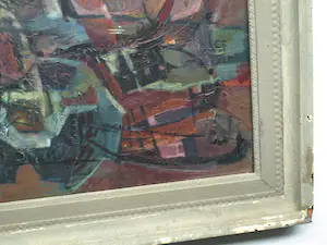 Kor Heemsbergen - Olieverf op paneel, Land voor 2 mensen – ca. 1960 - Ingelijst kopen? Bied vanaf 150!