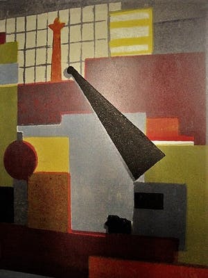 Wim Motz - Lithografie "Haven Rotterdam met tanker" en unica (8ex) Houtsnede "stilleven" kopen? Bied vanaf 45!