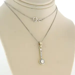 14k wit gouden collier met bicolour gouden hanger met diamant - 45 cm kopen? Bied vanaf 320!