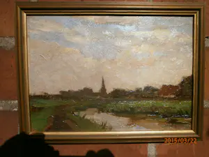 Jan Hendrik Weissenbruch - Polderlandschap met dorpsgezicht kopen? Bied vanaf 520!