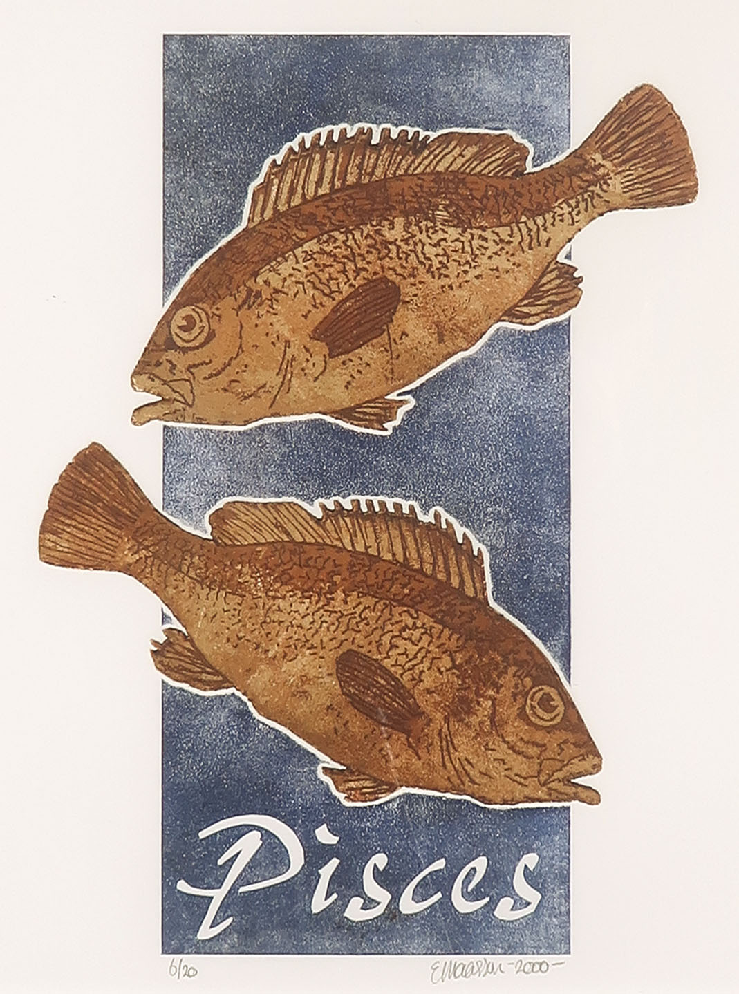Niet of onleesbaar gesigneerd - Kleurenets, Pisces - Ingelijst kopen? Bied vanaf 1!