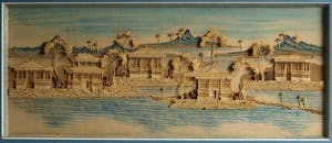 Curiosa - Uit kurk gesneden Oosters landschap – Jaren ‘80 kopen? Bied vanaf 50!