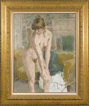 Hessel de Boer - Olieverf op doek, Naakt in interieur - Ingelijst kopen? Bied vanaf 400!