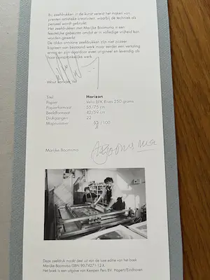 Marijke Boomsma - HORIZON + gesigneerd en genummerd boek "MARIJKE BOOMSMA" kopen? Bied vanaf 50!