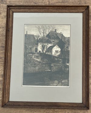 Dirk Harting - 1x Westsingel Amersfoort + 1x Koppelpoort Amersfoort (onleesbaar gesigneerd) kopen? Bied vanaf 1!