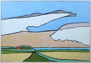 Paul Overhaus - Acryl op Marouflé, Noord-Holland III - Ingelijst verkocht voor € 1!