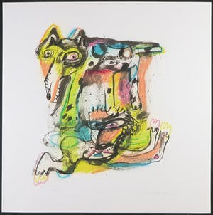 Henk Vierveijzer - Met pastelkrijt bewerkte litho, Z.T. Fantasiewezens kopen? Bied vanaf 50!