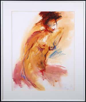 Franscz Witte - Gemengde techniek op papier, Naakt - Ingelijst verkocht voor € 60!