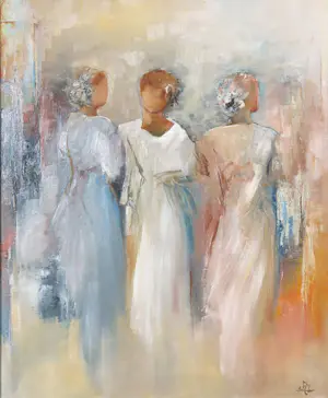 Annie Munsters - Olieverf op doek, Drie figuren - Ingelijst kopen? Bied vanaf 80!