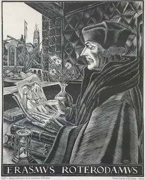 Niet of onleesbaar gesigneerd - Potret van Erasmus van Rotterdam | houtsnede - ingelijst kaufen? Bieten Sie von 1!