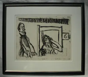 Lucebert - Ingelijste ets , Meisje Zes – 1967 – Oplage van slechts 30 ex. kopen? Bied vanaf 500!