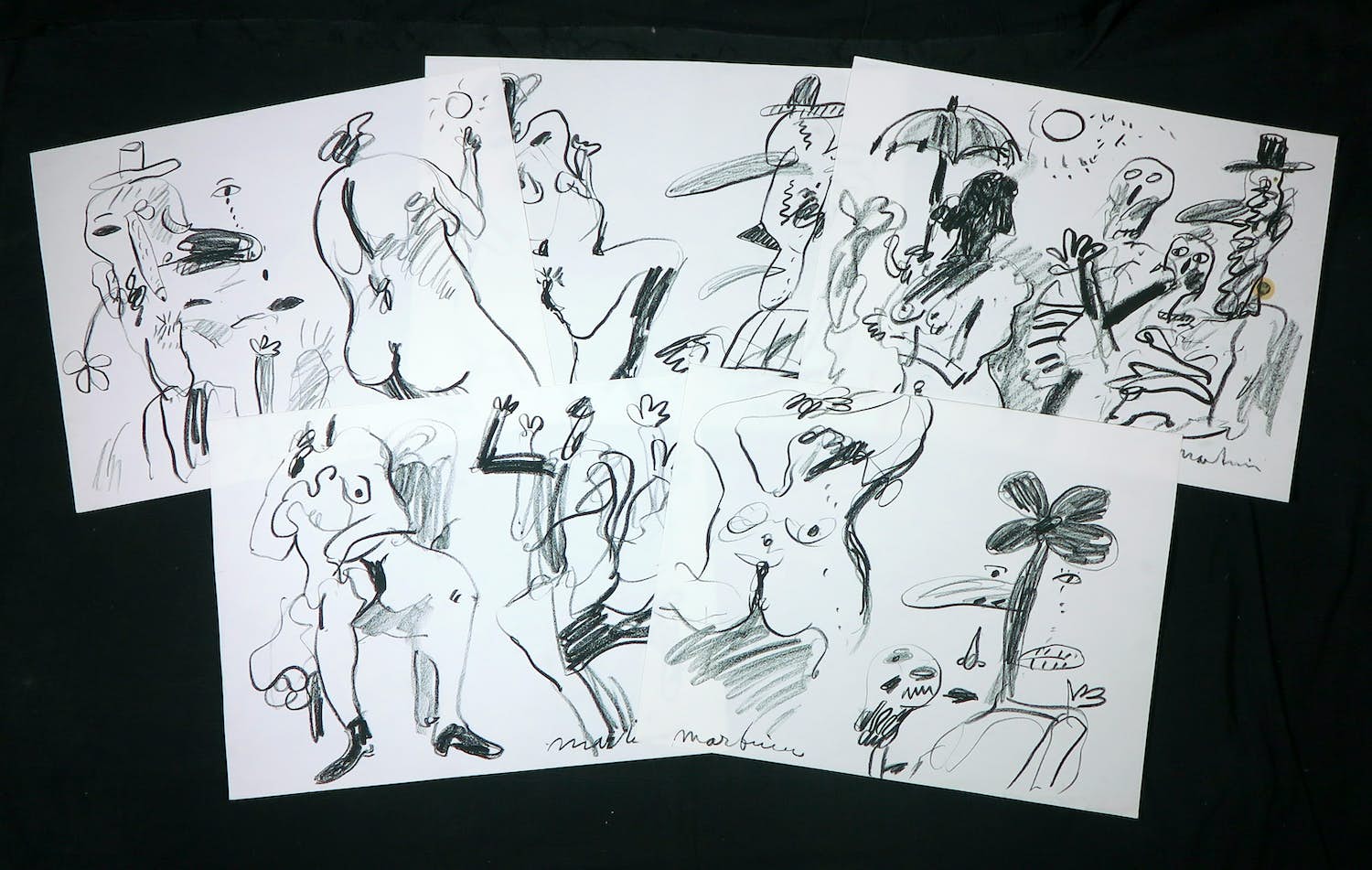 Anton Martineau - Lot van 5 unieke werken op papier! kopen? Bied vanaf 1!