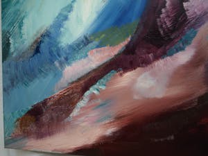 Diederik van Leeuwen - Acrylverf op doek, “Landschap” – gesigneerd - Groot kopen? Bied vanaf 65!