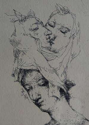 Theo Daamen - (1939-2021) : Ingelijste ets , Zonder titel – 1970 – oplage 12 kopen? Bied vanaf 50!