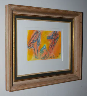 Peter Nyborg - [Denemarken] - abstract werk uit 1988 - mooi ingelijst kopen? Bied vanaf 90!