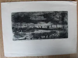 Jos van den Berg - Ets: Avond - 1963 kopen? Bied vanaf 45!