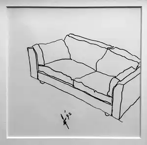 Jan des Bouvrie - Ontwerptekening in pen - Bank - gesigneerd-1992 verkocht voor € 150!