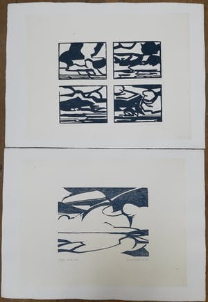 Paul Overhaus - 2 grote linosnedes kopen? Bied vanaf 1!