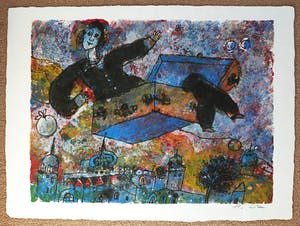 Theo Tobiasse - La Malle volante, litho op dik japans papier kopen? Bied vanaf 195!