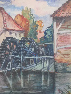 Jan van Anrooy - Limburgse watermolen - Gemengde techniek kopen? Bied vanaf 90!
