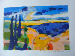 Willem Brauck - Zeefdruk, Landschap verkocht voor € 35!