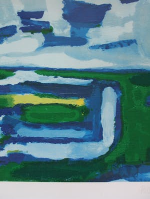 Gerrit Benner - zeefdruk: landschap: 1982 kopen? Bied vanaf 2750!