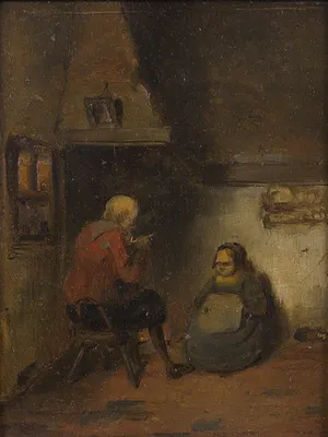 Niet of onleesbaar gesigneerd - Olieverf op paneel, Klassiek interieur kopen? Bied vanaf 1!