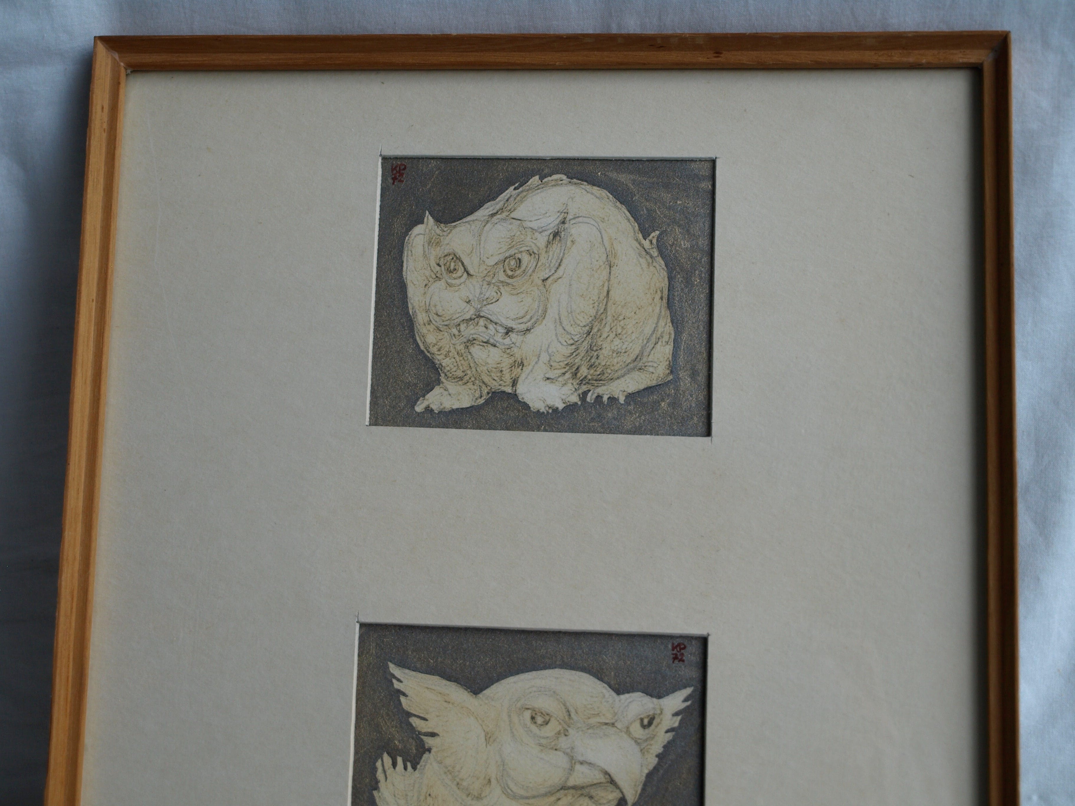 Klaas Pijlman - Fantasiedieren - 3 Tekeningen + 1 Pastel – 1972 kopen? Bied vanaf 35!