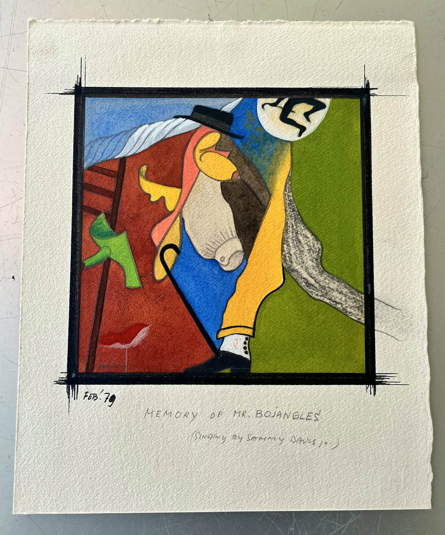 Jules Bekker - Memory of Mr Bojangles - potlood & aquarel (14x14 cm) kopen? Bied vanaf 50!