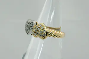 35- Chique bi-color goud (18 krt) platina & diamanten (0.30ct) HART ring kopen? Bied vanaf 190!