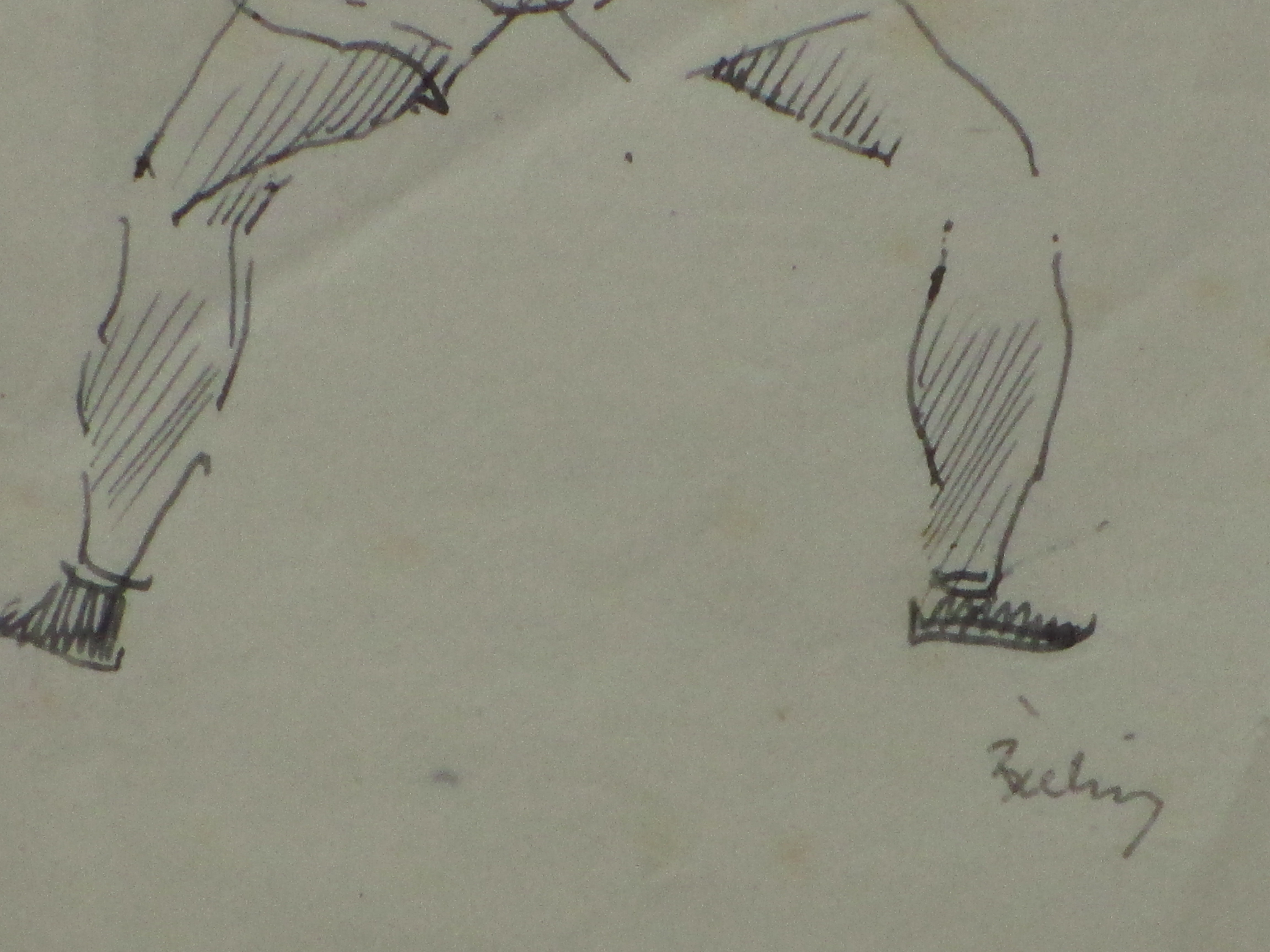 Herman Bieling - Bokser in gevechtshouding - Inkttekening kopen? Bied vanaf 30!