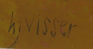 Hendrik Jan Visser - Acryl op papier, 3 bomen - Ingelijst kopen? Bied vanaf 20!