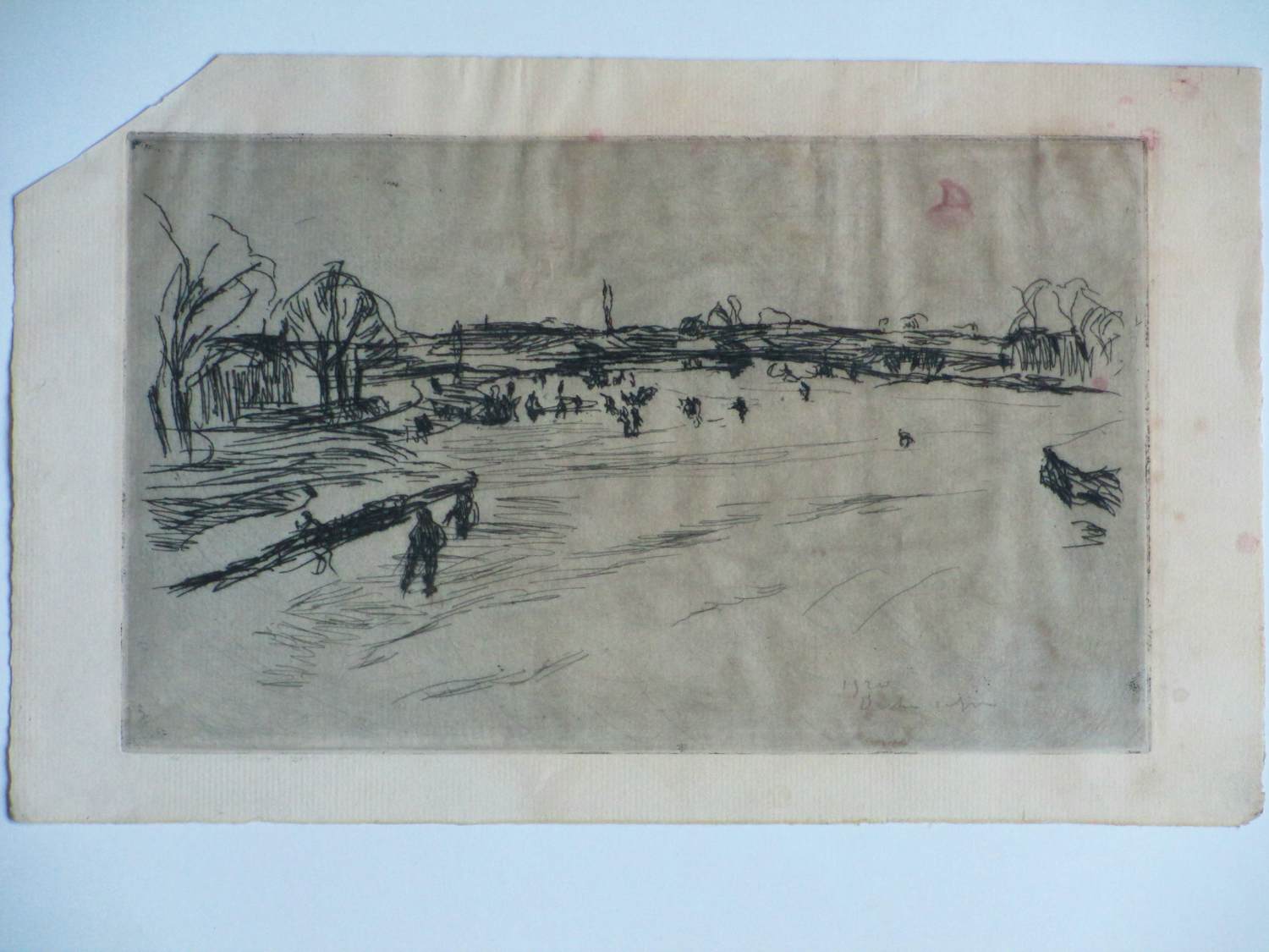 Antoon Derkzen van Angeren - Schaatsers op de uiterwaarden - Ets kopen? Bied vanaf 48!