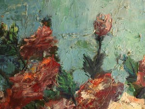 H. Gooyer - Olieverf op doek - 85 x 68 cm , Rozen in een vaas – ingelijst kopen? Bied vanaf 75!