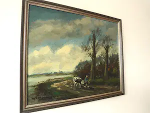 Hendrik Cornelis Kranenburg - Olieverf - Boer met koe op landweg kopen? Bied vanaf 70!