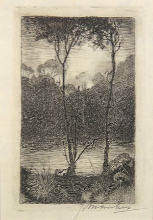 Jan Mankes - Ets, Bomengroep aan ven kopen? Bied vanaf 500!