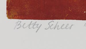 Betty Scheer - Linosnede, 5 Vissen kopen? Bied vanaf 35!