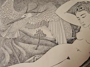 Pieter Starreveld - In 1944 gemaakte Litho "liggend naakt" in door j.c. Jongens gemaakte lijst kopen? Bied vanaf 65!