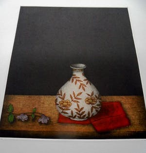 Tomoe Yokoi - Stilleven met Sakebottle - mezzotint-ets - handgesigneerd - genummerd 16/150 kopen? Bied vanaf 225!