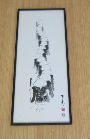 Niet of onleesbaar gesigneerd - Drieluik van Modernistische Japanse zijde schilderijen kopen? Bied vanaf 1!