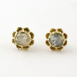 14k geel gouden solitair oorknoppen bezet met roos geslepen diamant tot. 0,40ct kaufen? Bieten Sie von 350!
