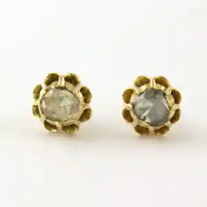 14k geel gouden solitair oorknoppen bezet met roos geslepen diamant tot. 0,40ct kaufen? Bieten Sie von 350!