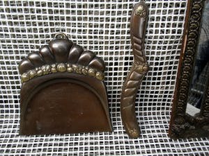 Curiosa - Latoenkoperen Spiegel / Stoffer en Blik - Hout, Koper kopen? Bied vanaf 1!