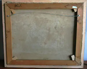 Hein van Schuppen - Boerderijen in de herfst (Veluwe/Gelderland) - expressionistisch schilderij kopen? Bied vanaf 125!