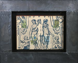 Jan Bollaert - Gemengde techniek/schildering op boek, Drie gratiën - Ingelijst kopen? Bied vanaf 50!